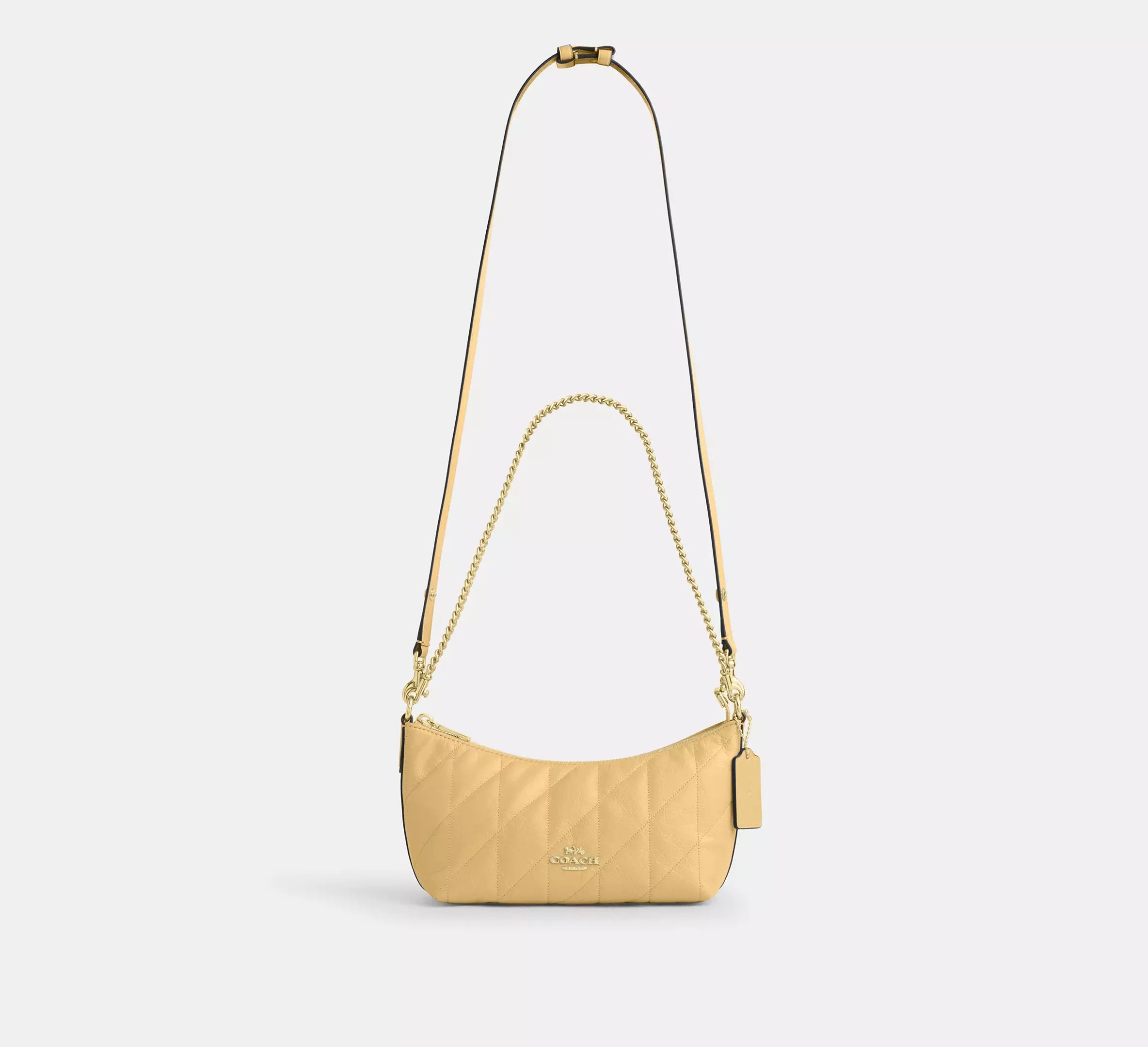 Coach Caitlin Shoulder Bag With Quilting   -  Gold/Soft Yellow