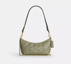 Coach Caitlin Shoulder Bag With Quilting   -  Gold/Pistachio