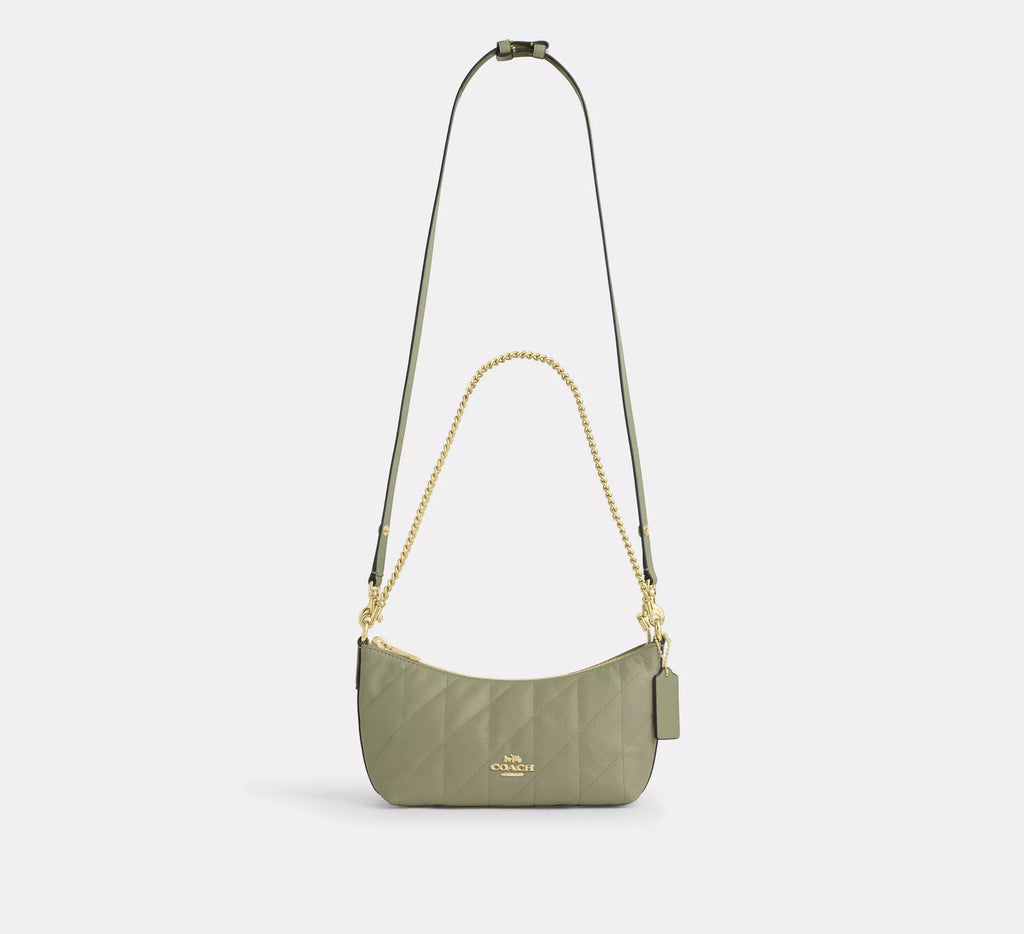 Coach Caitlin Shoulder Bag With Quilting   -  Gold/Pistachio