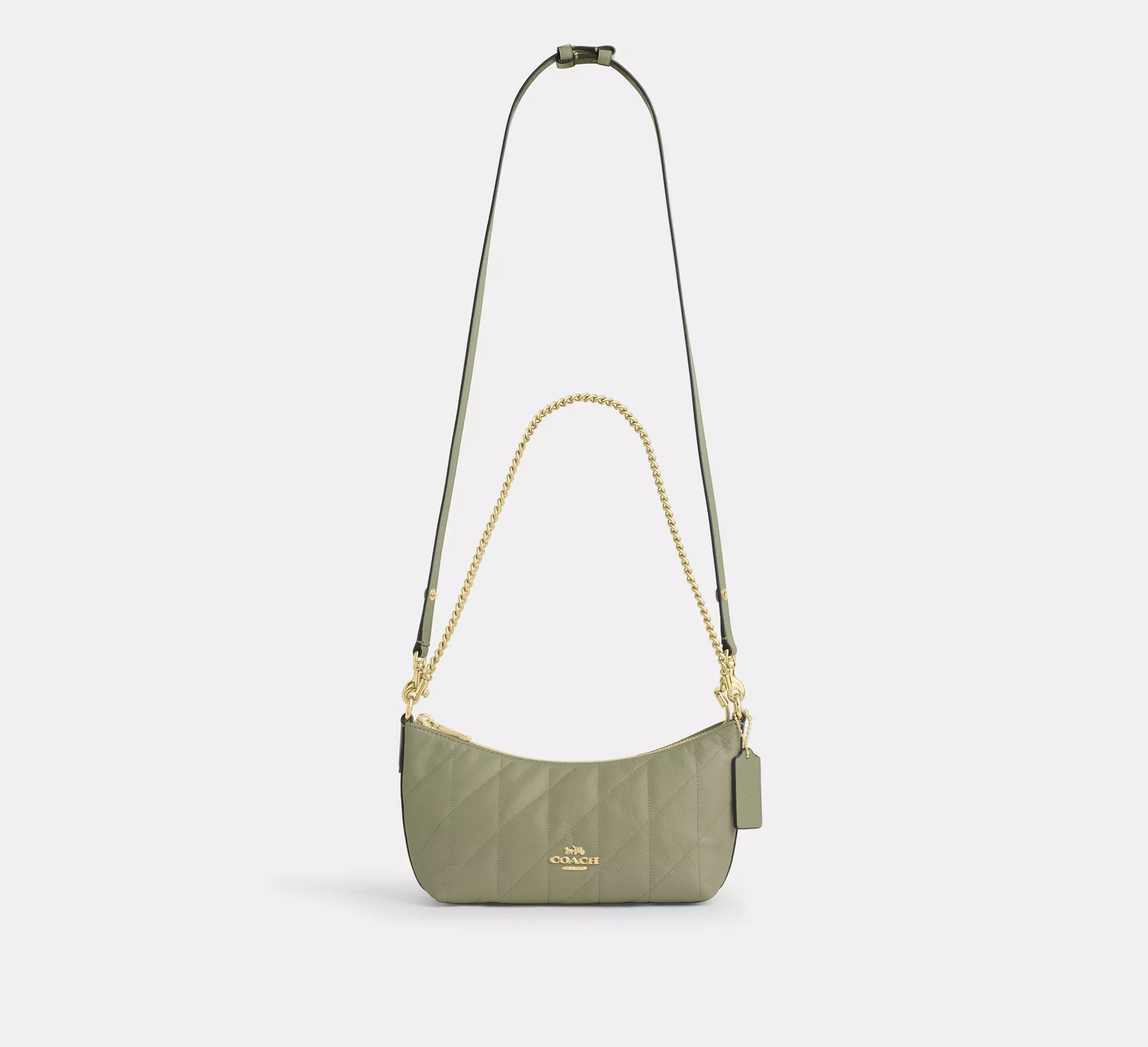 Coach Caitlin Shoulder Bag With Quilting   -  Gold/Pistachio