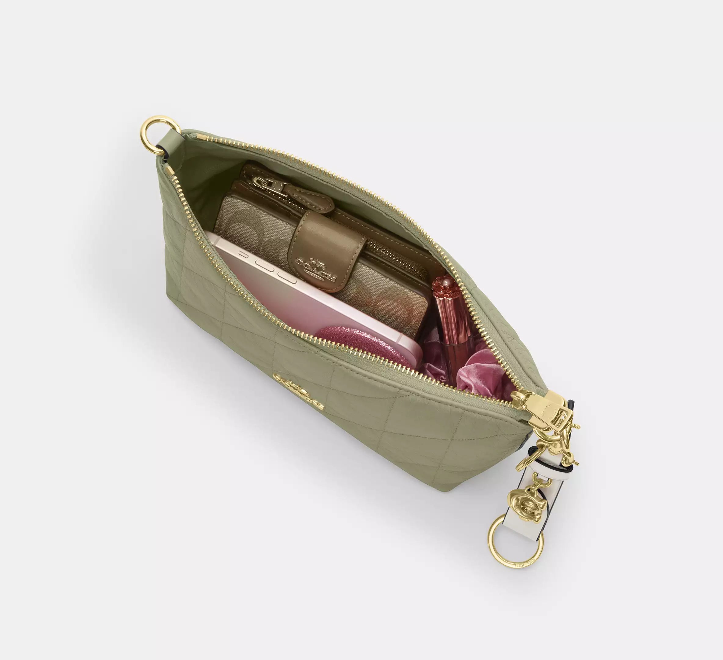 Coach Caitlin Shoulder Bag With Quilting   -  Gold/Pistachio