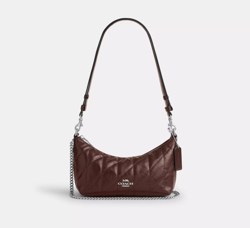 Coach Caitlin Shoulder Bag With Quilting   -   Silver/Maple