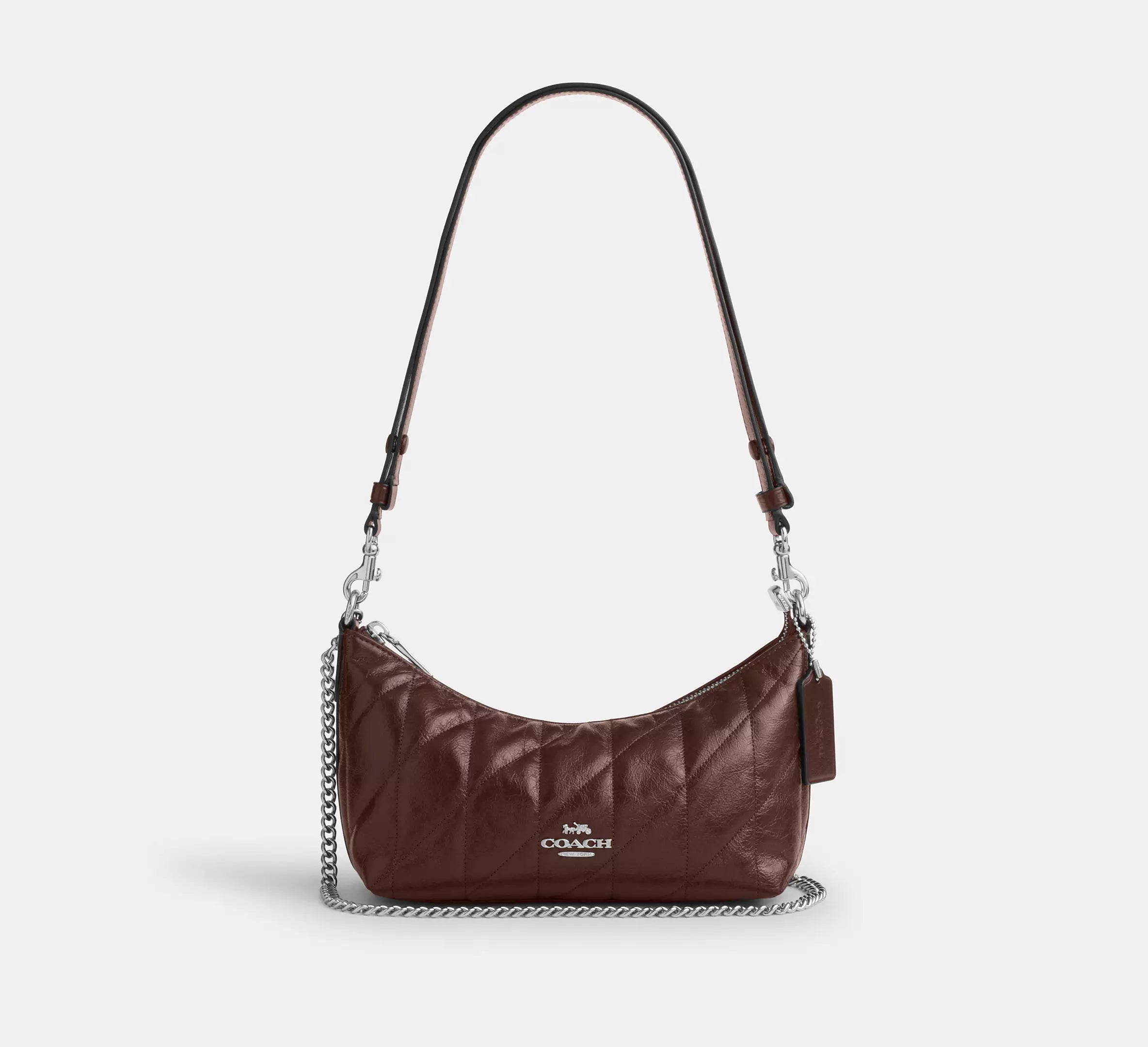 Coach Caitlin Shoulder Bag With Quilting   -   Silver/Maple
