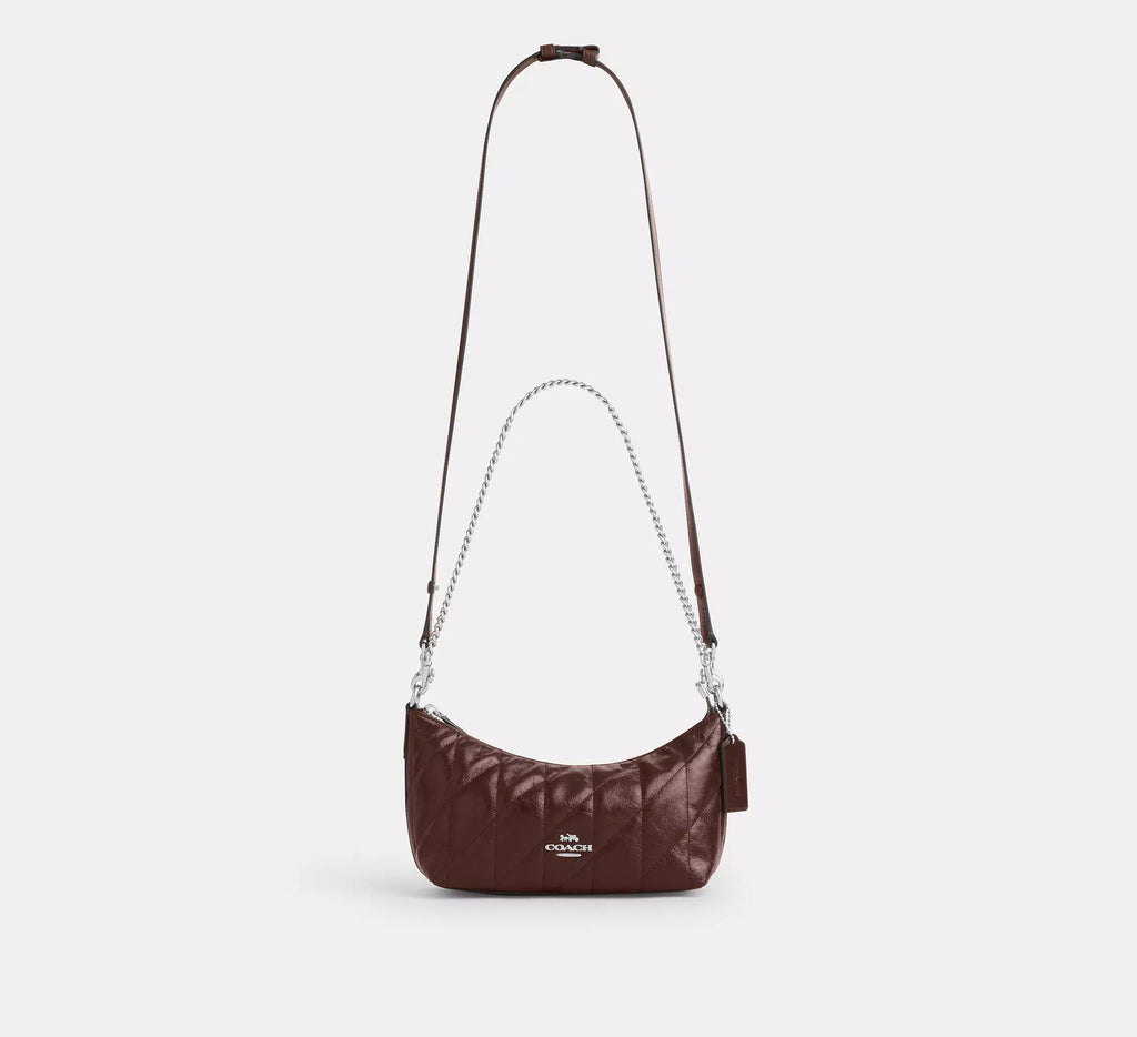 Coach Caitlin Shoulder Bag With Quilting   -   Silver/Maple