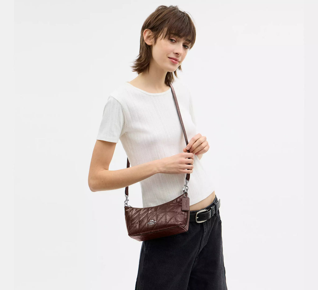 Coach Caitlin Shoulder Bag With Quilting   -   Silver/Maple