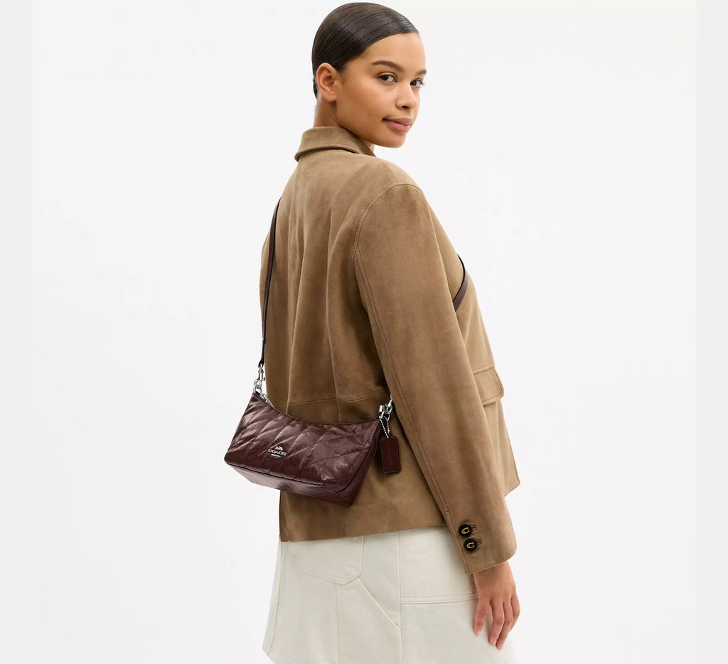 Coach Caitlin Shoulder Bag With Quilting   -   Silver/Maple