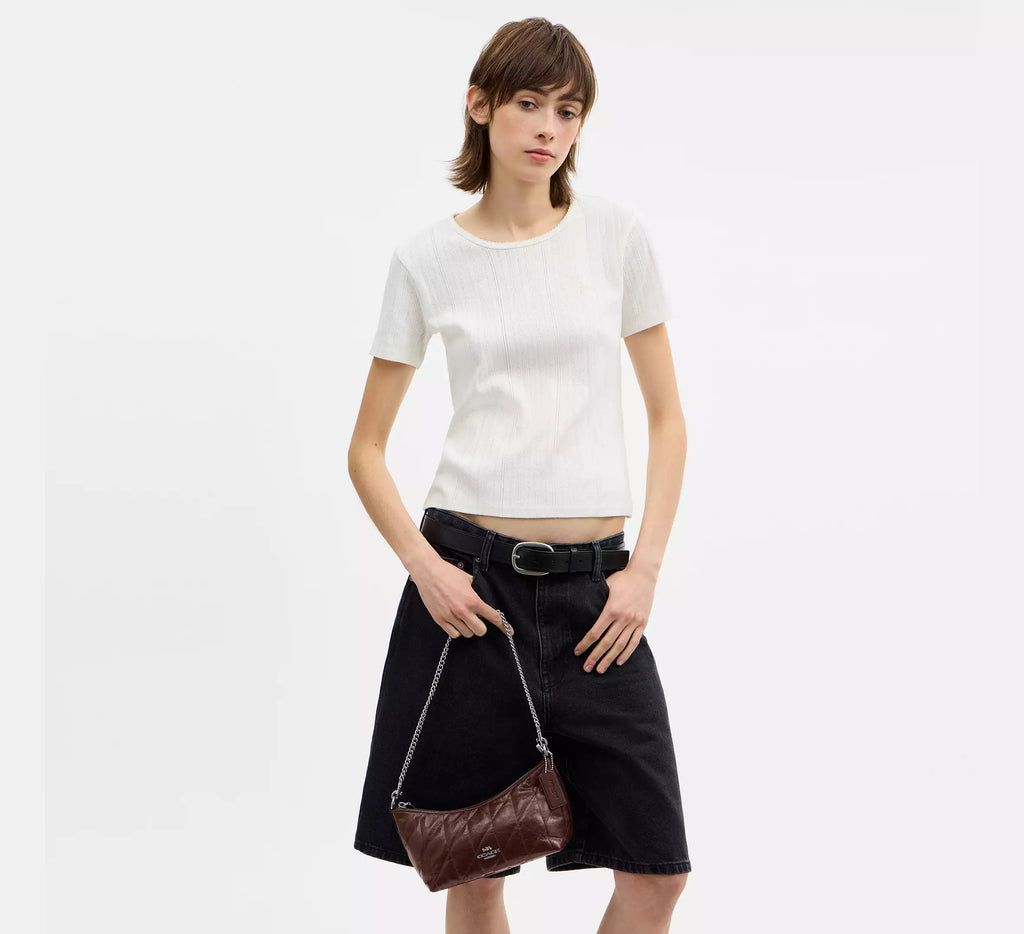 Coach Caitlin Shoulder Bag With Quilting   -   Silver/Maple
