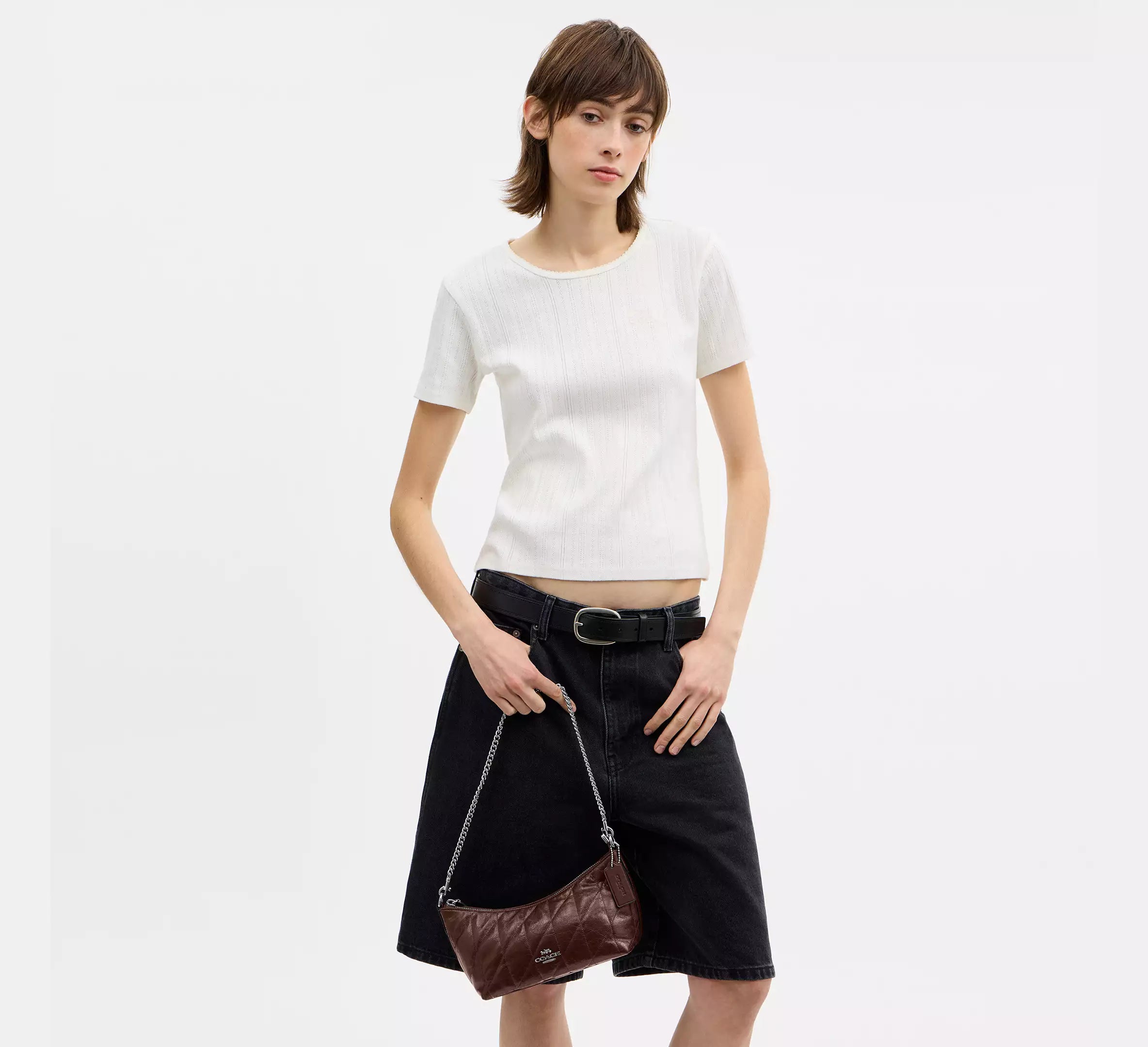 Coach Caitlin Shoulder Bag With Quilting   -   Silver/Maple