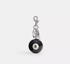 Coach Eight Ball Bag Charm  -  Silver/Black