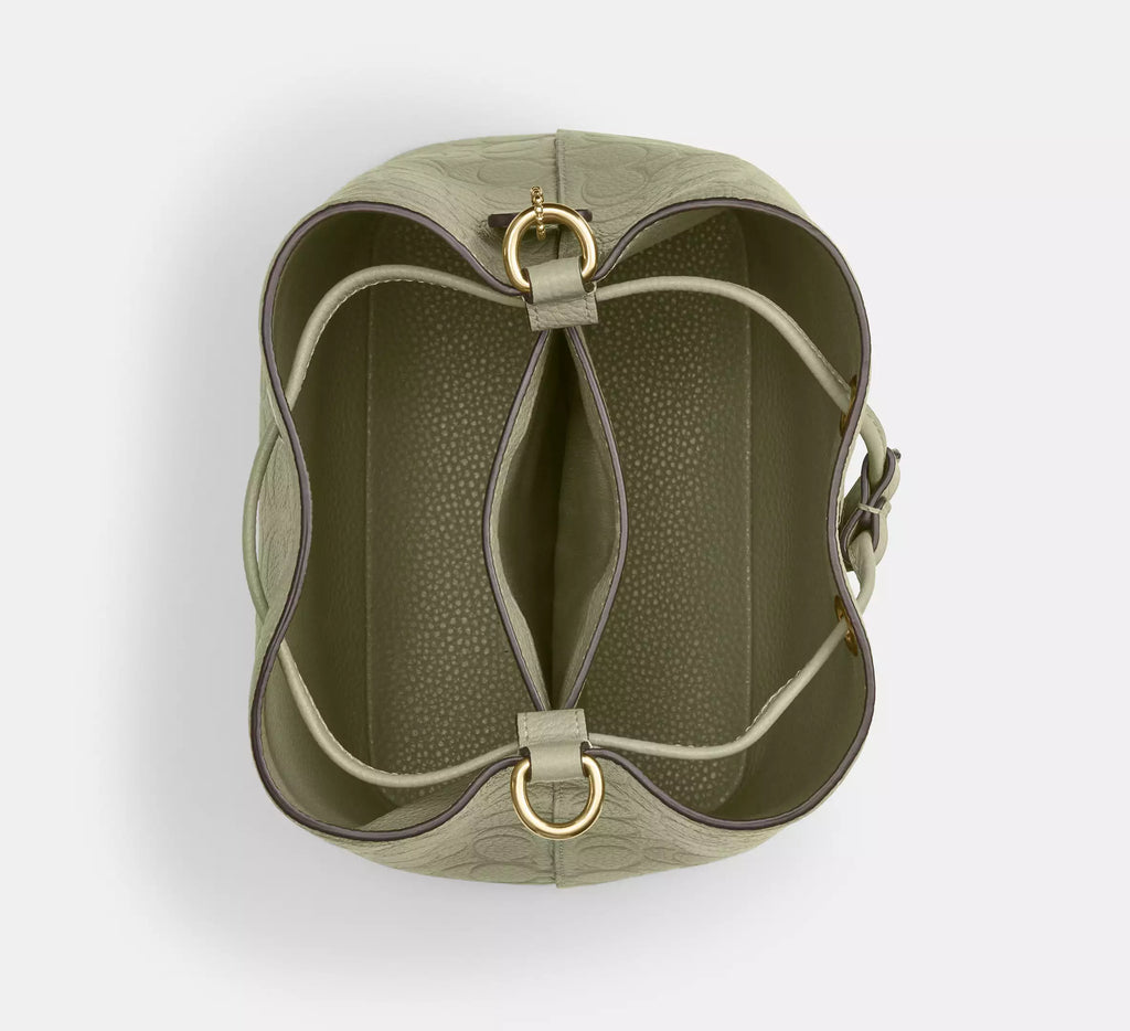 Coach Rowan Bucket Bag In Signature Leather - Gold/Pistachio