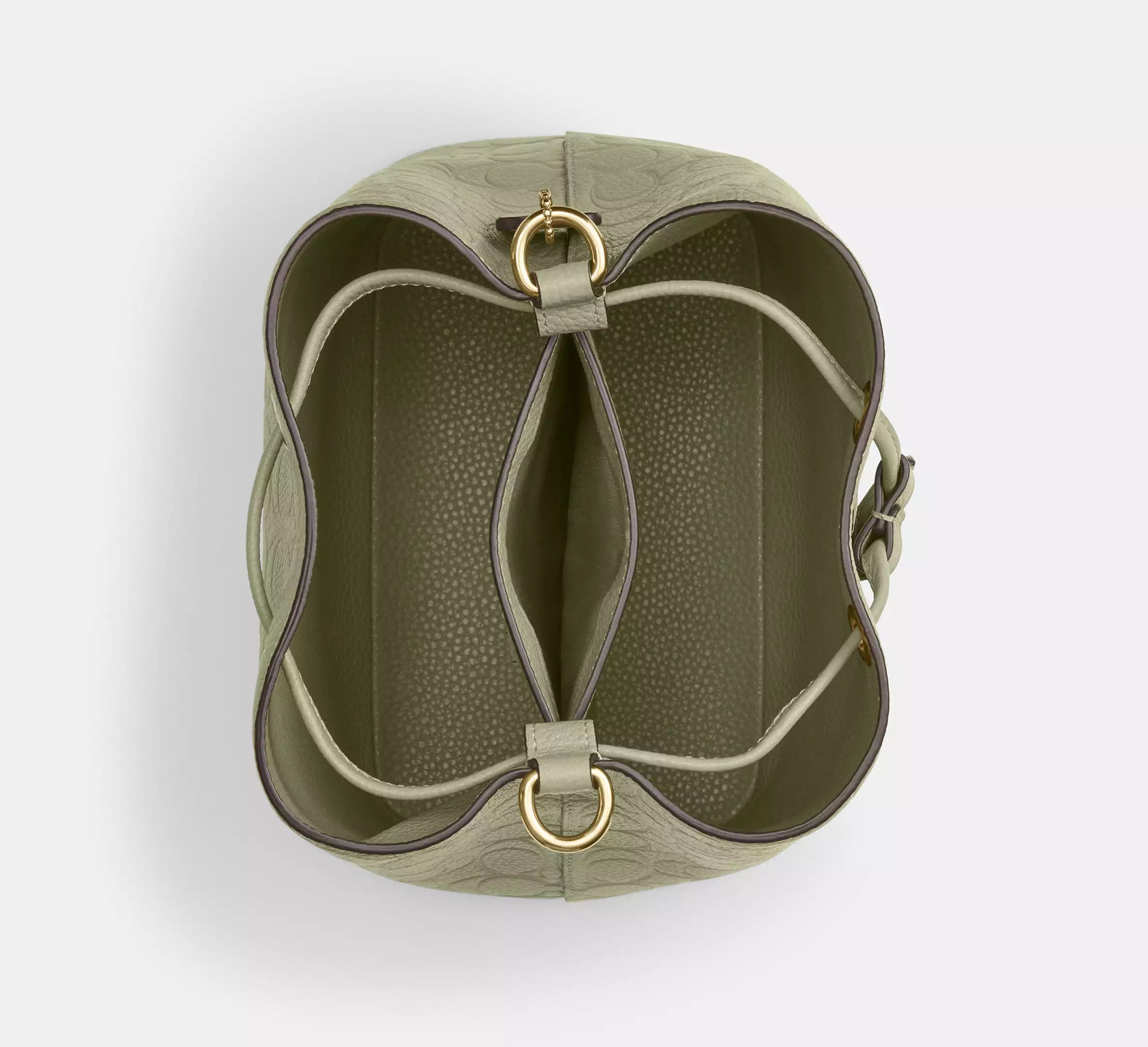 Coach Rowan Bucket Bag In Signature Leather - Gold/Pistachio