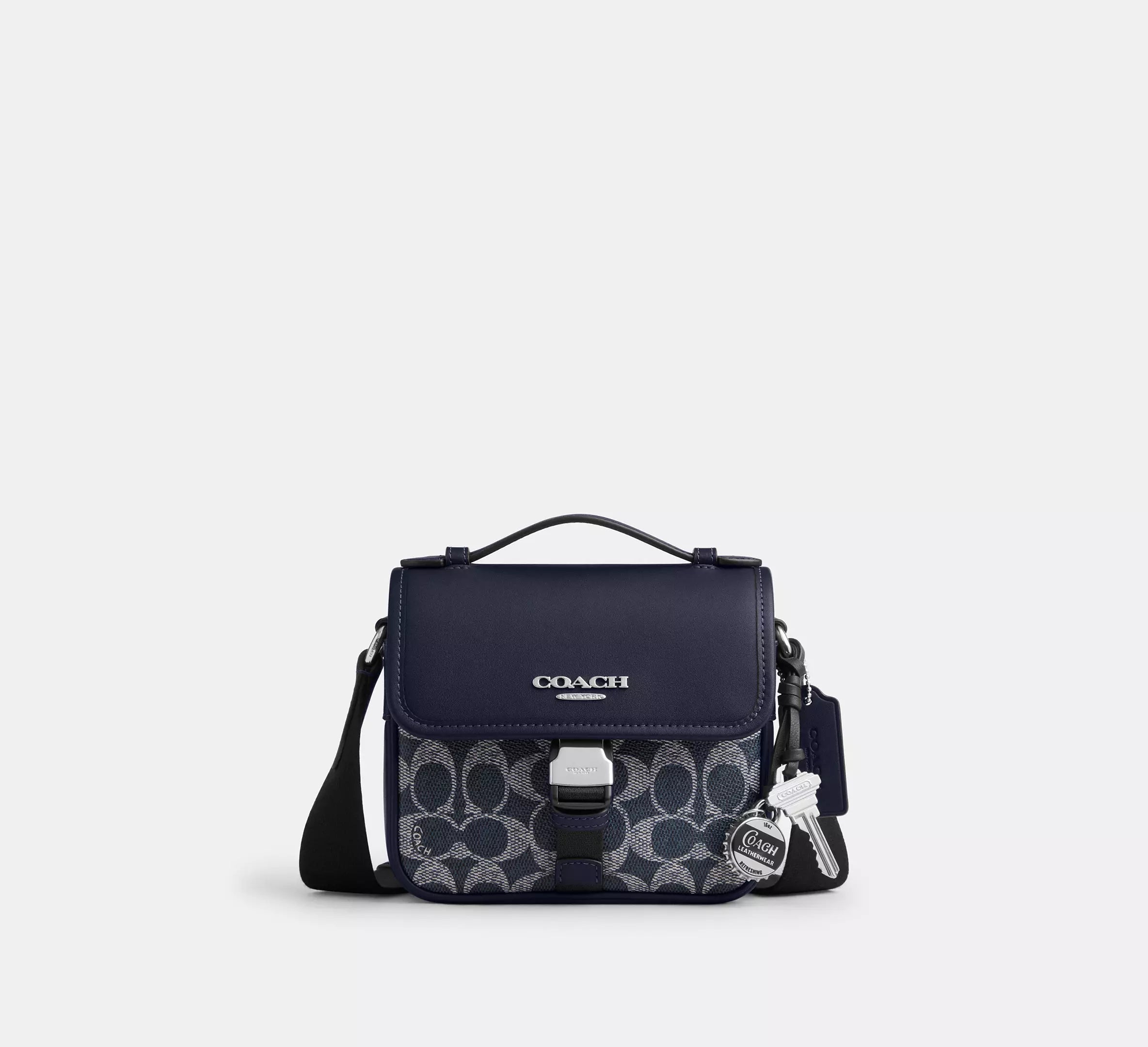 Coach Racer Crossbody Bag In Signature With Charms - Silver