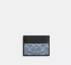 Coach Slim Id Card Case In Loved Signature Denim - Light Indigo