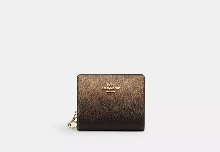 Coach Snap Wallet In Ombre Signature -  Gold/Brown