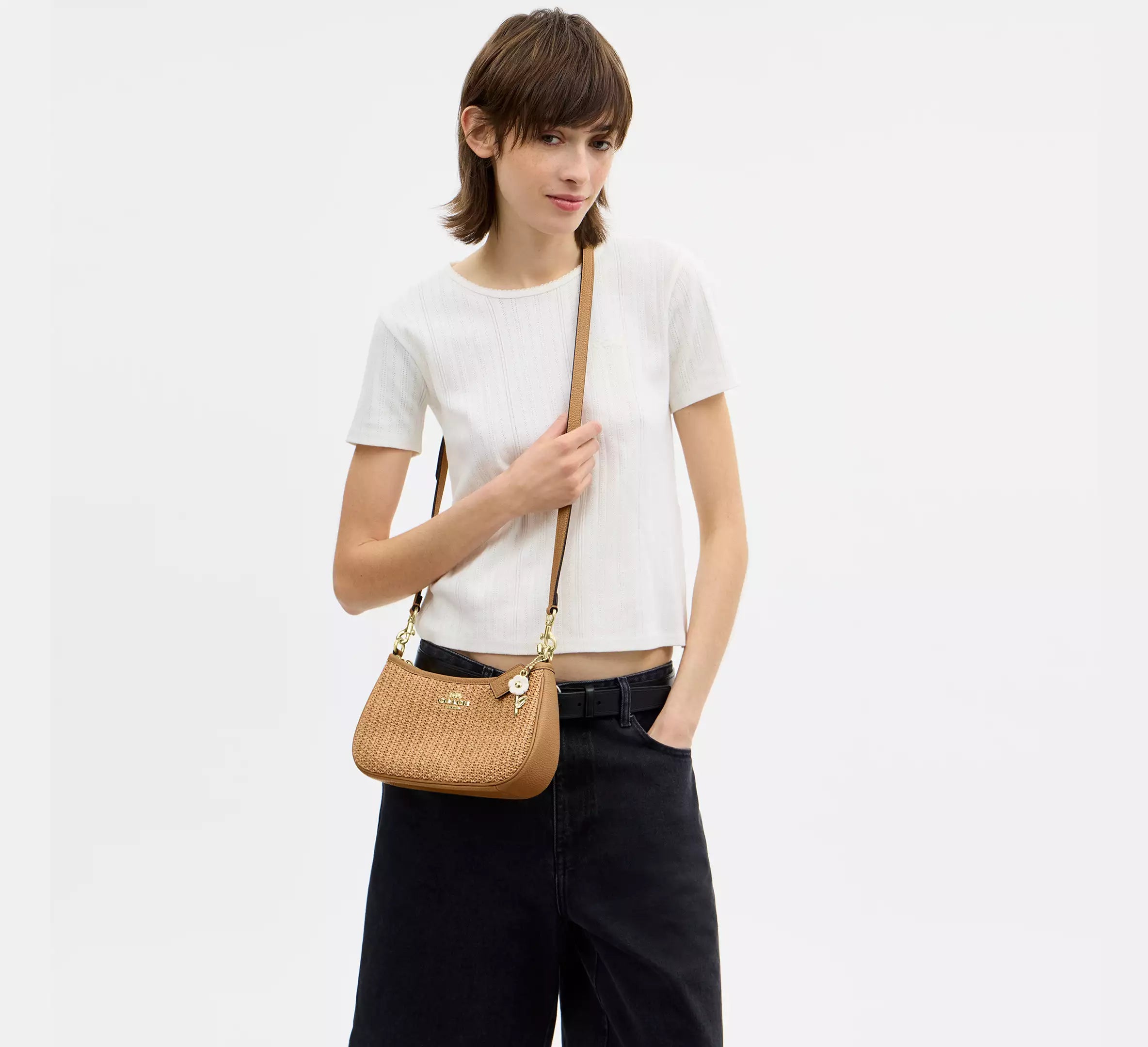 Coach Teri Shoulder Bag With Charm -  straw/Im/Toast