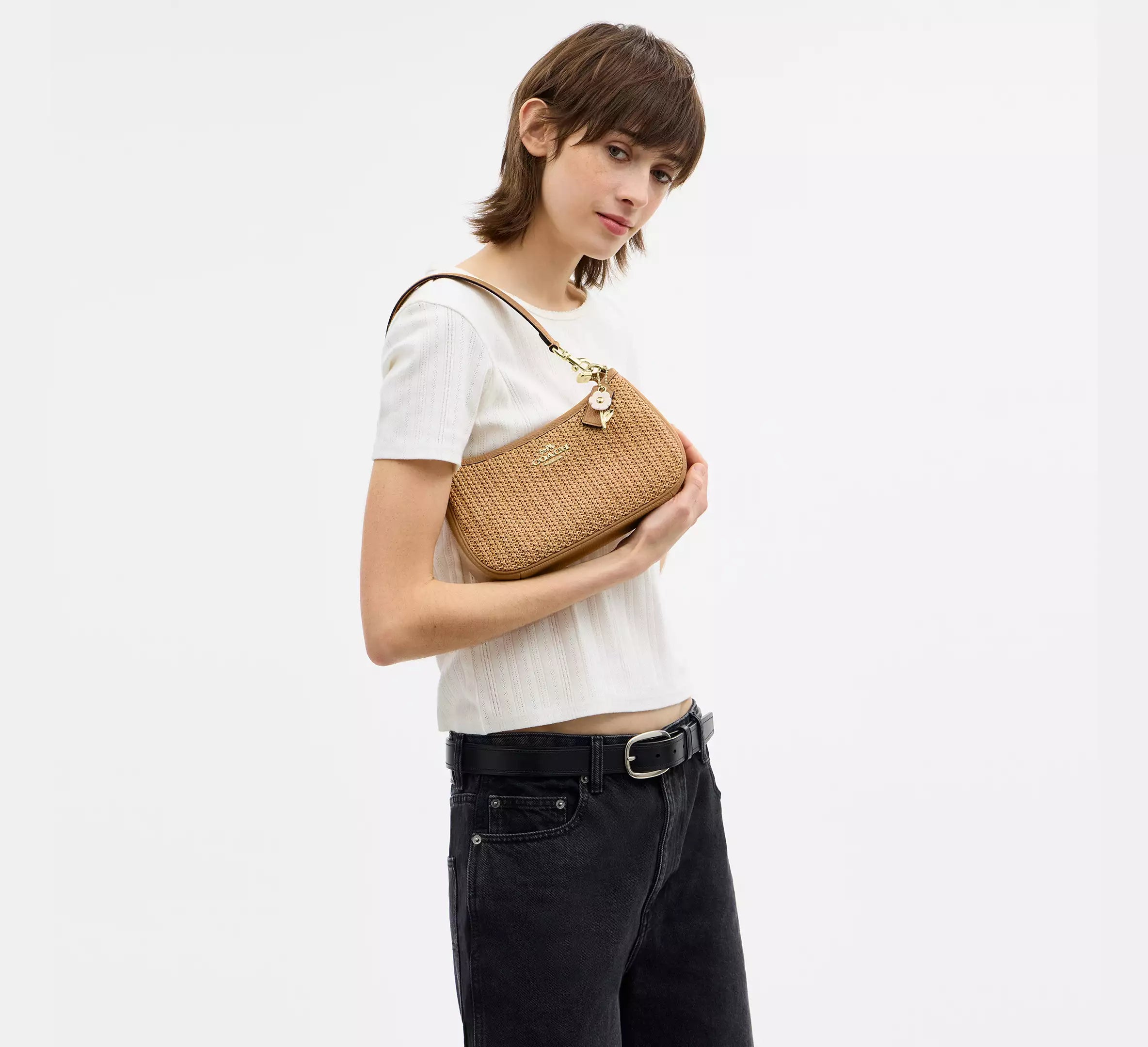 Coach Teri Shoulder Bag With Charm -  straw/Im/Toast