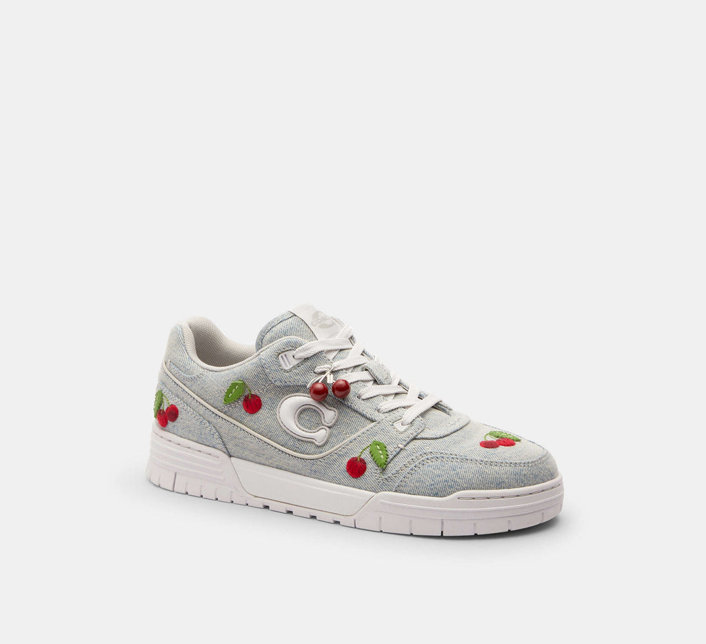 Coach Women's Soho Sneaker With Cherries-Denim/Optic White