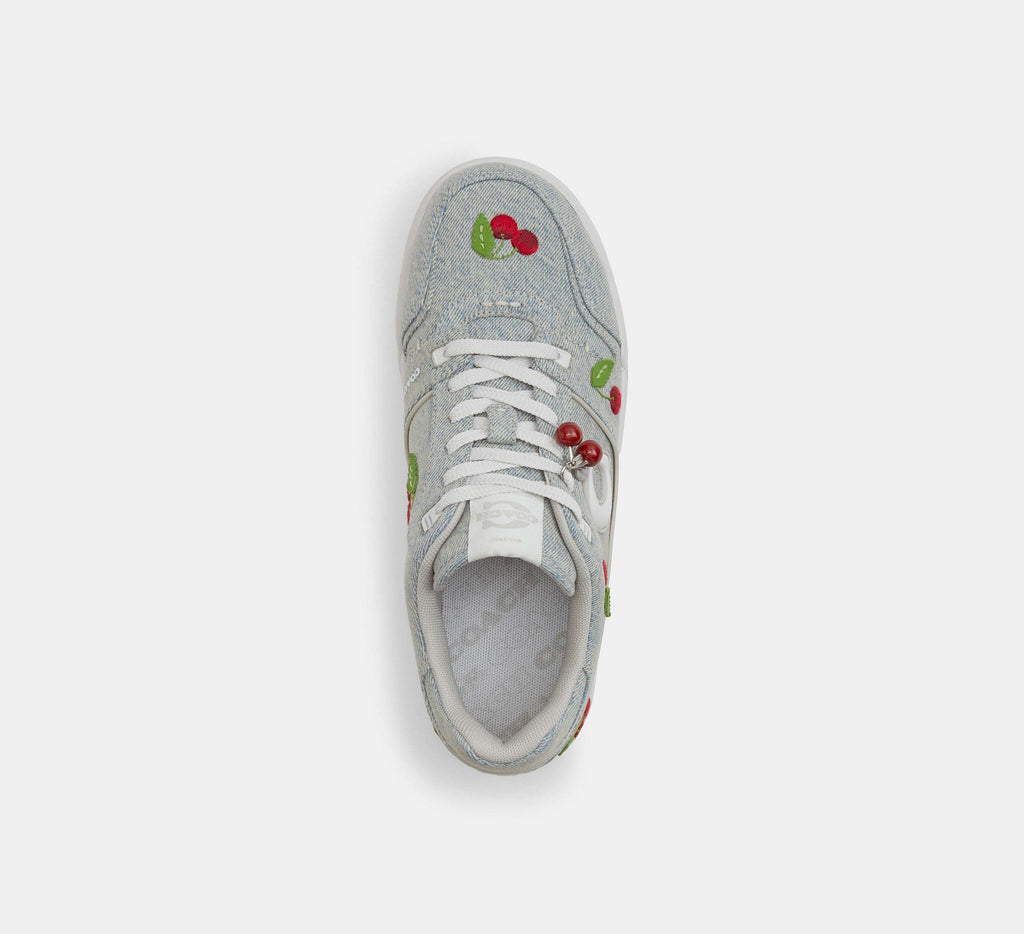 Coach Women's Soho Sneaker With Cherries-Denim/Optic White