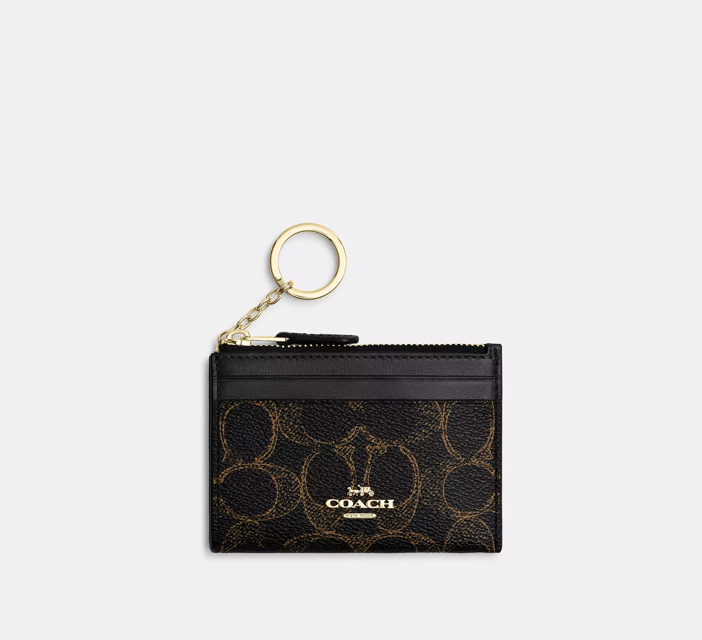 Coach Mini Skinny Id Case In Loved Signature -  Gold/Brown