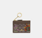 Coach  Mini Skinny Id Case In Signature Jacquard With Floral Embroidery-signature jacquard/Gold/Oak Multi