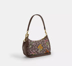 Coach Teri Shoulder Bag In Signature Jacquard With Floral Embroidery - Gold/Oak Multi