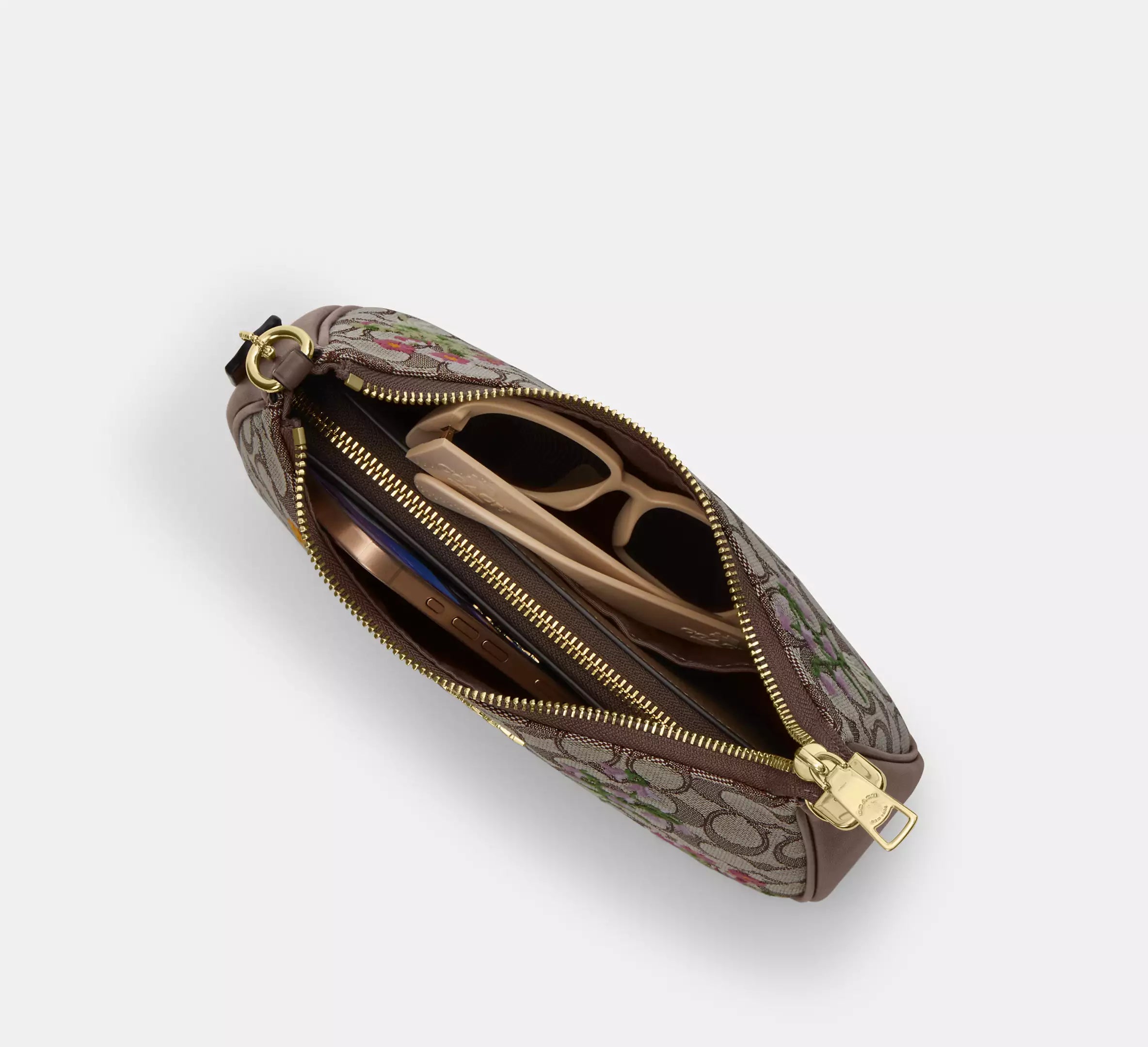 Coach Teri Shoulder Bag In Signature Jacquard With Floral Embroidery - Gold/Oak Multi