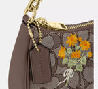 Coach Teri Shoulder Bag In Signature Jacquard With Floral Embroidery - Gold/Oak Multi