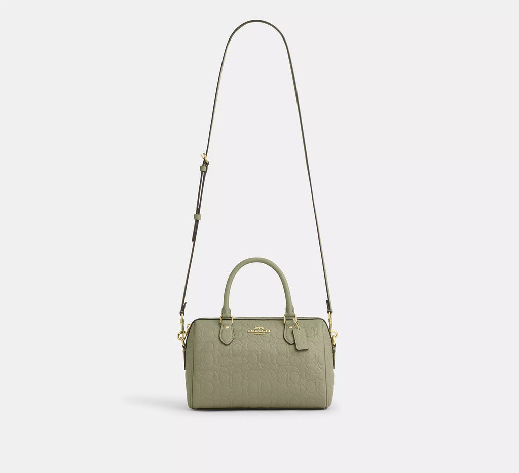 Coach Rowan Satchel Bag In Signature Leather - Gold/Pistachio