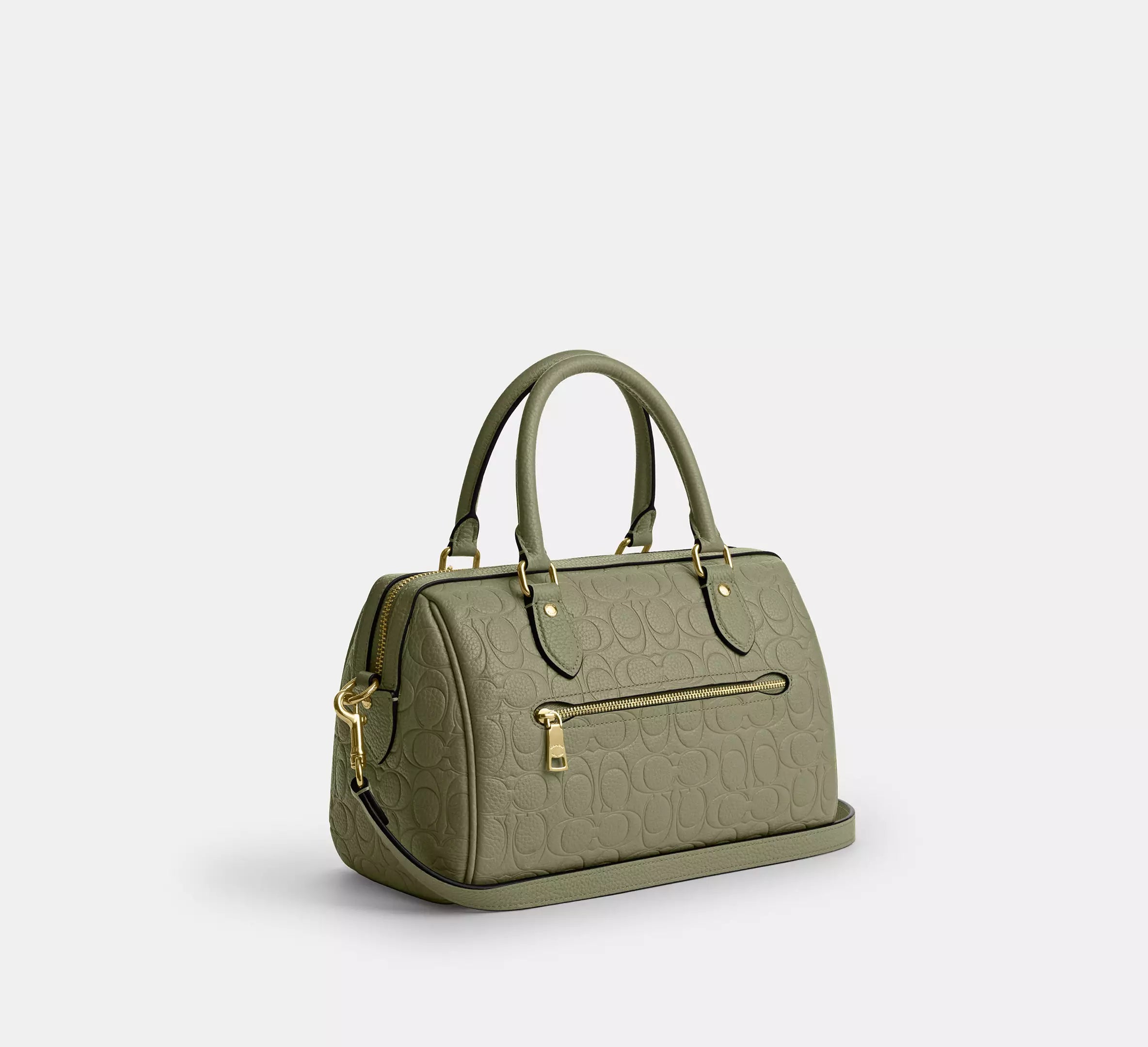 Coach Rowan Satchel Bag In Signature Leather - Gold/Pistachio