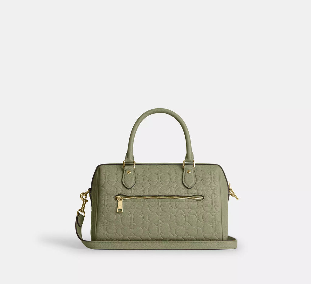Coach Rowan Satchel Bag In Signature Leather - Gold/Pistachio