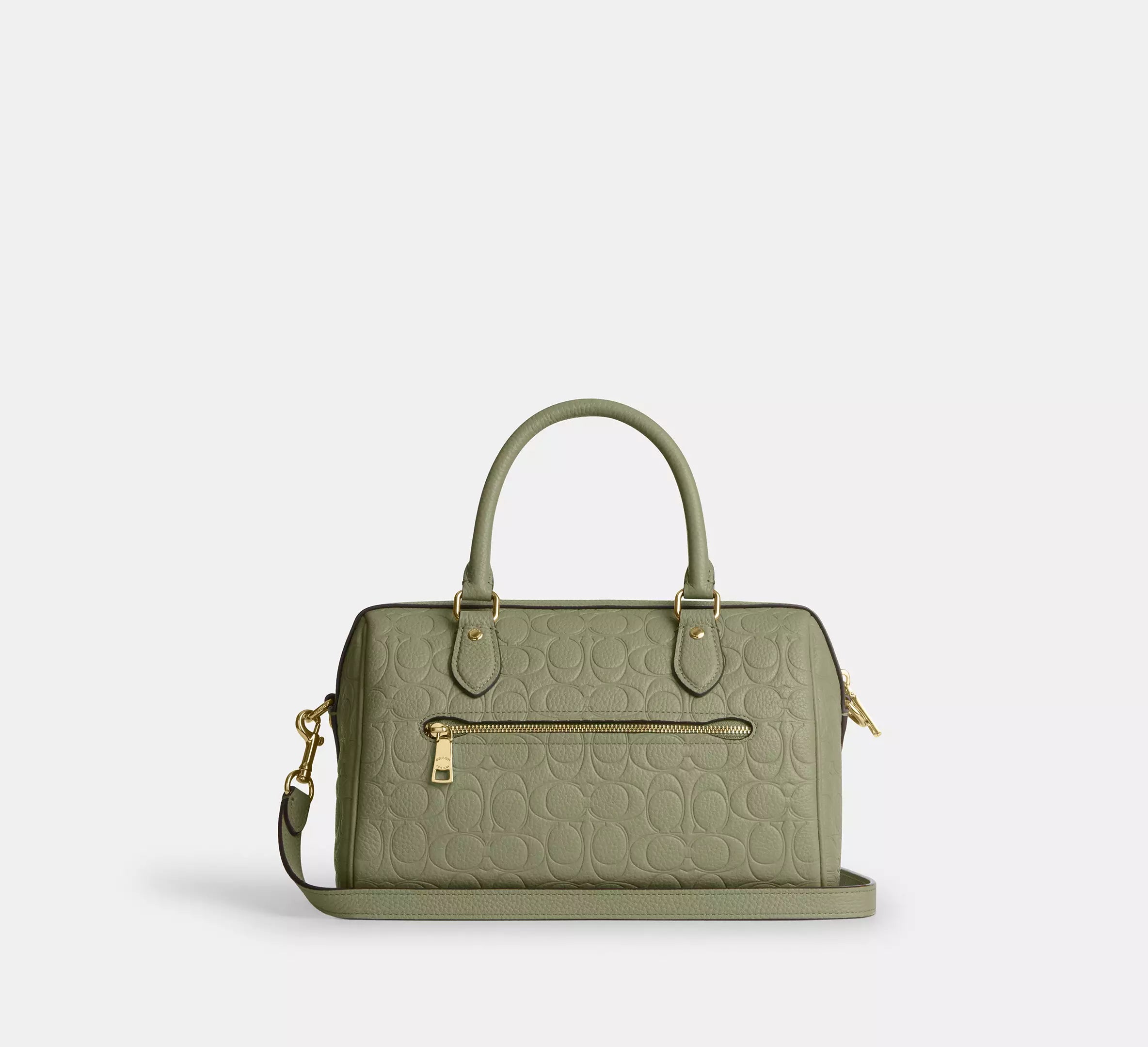 Coach Rowan Satchel Bag In Signature Leather - Gold/Pistachio