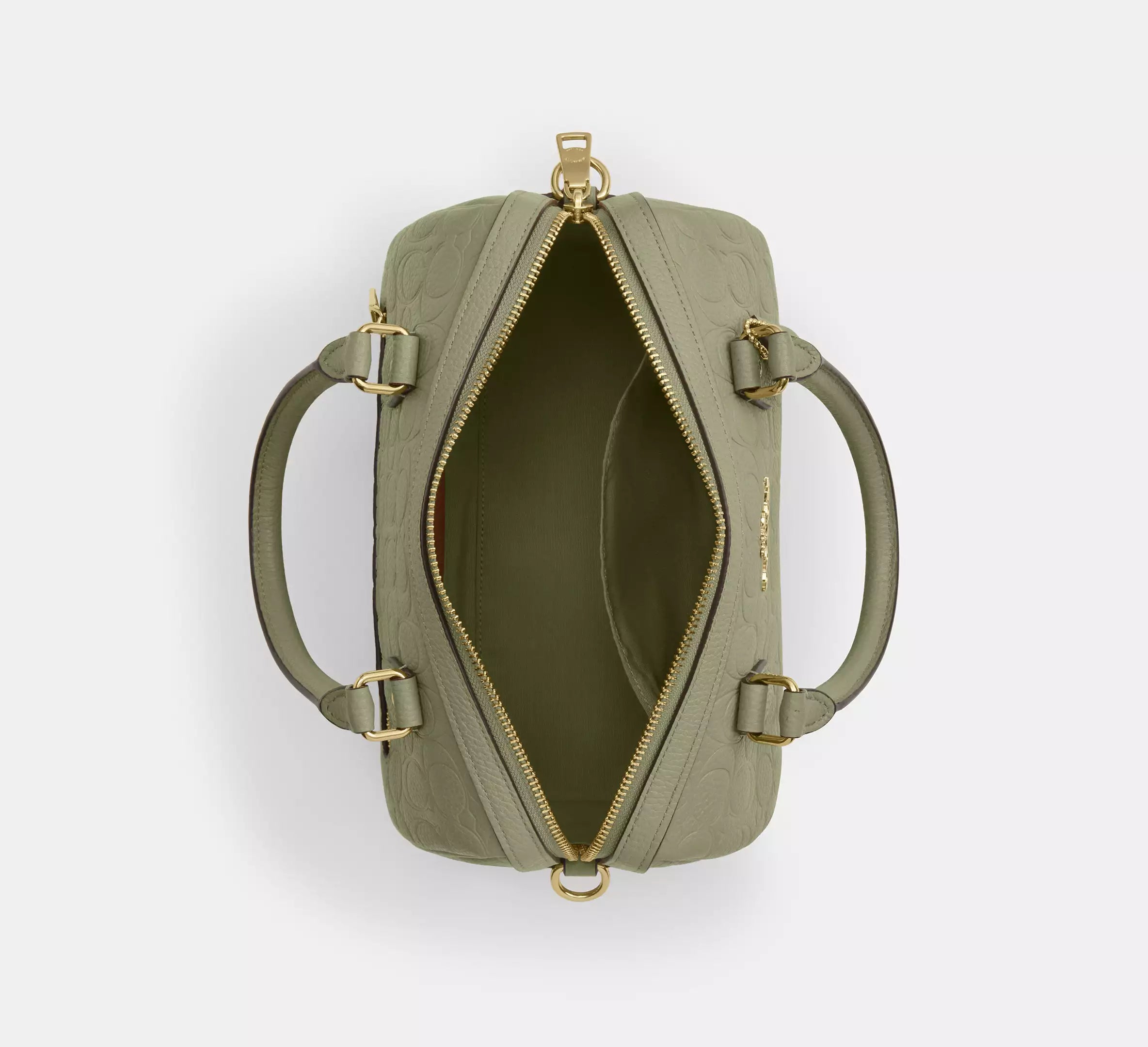 Coach Rowan Satchel Bag In Signature Leather - Gold/Pistachio