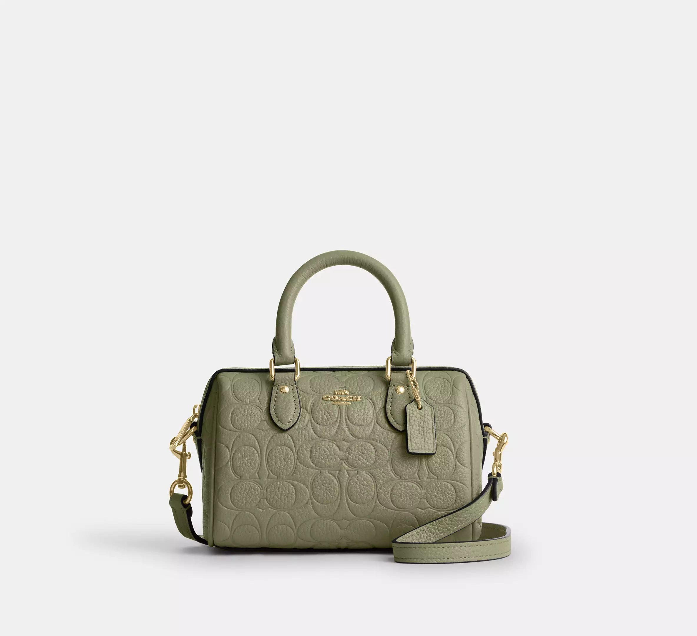 Coach Mini Rowan Crossbody Bag In Signature Leather - Gold/Pistachio