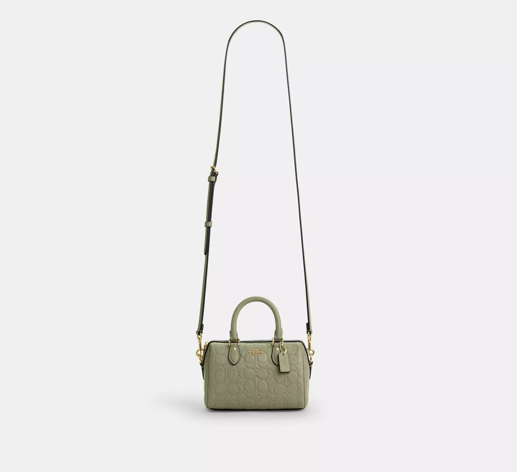 Coach Mini Rowan Crossbody Bag In Signature Leather - Gold/Pistachio