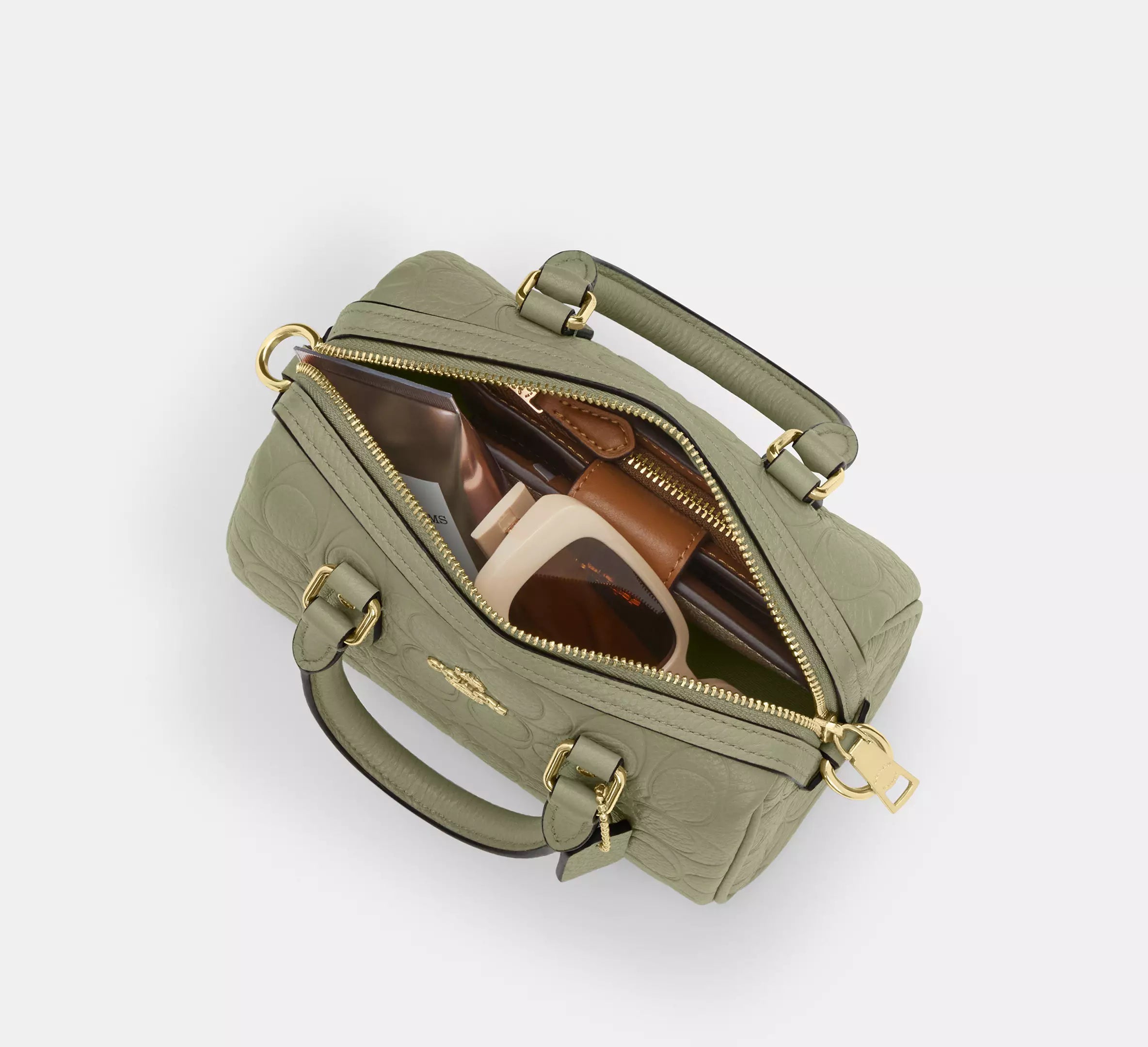 Coach Mini Rowan Crossbody Bag In Signature Leather - Gold/Pistachio