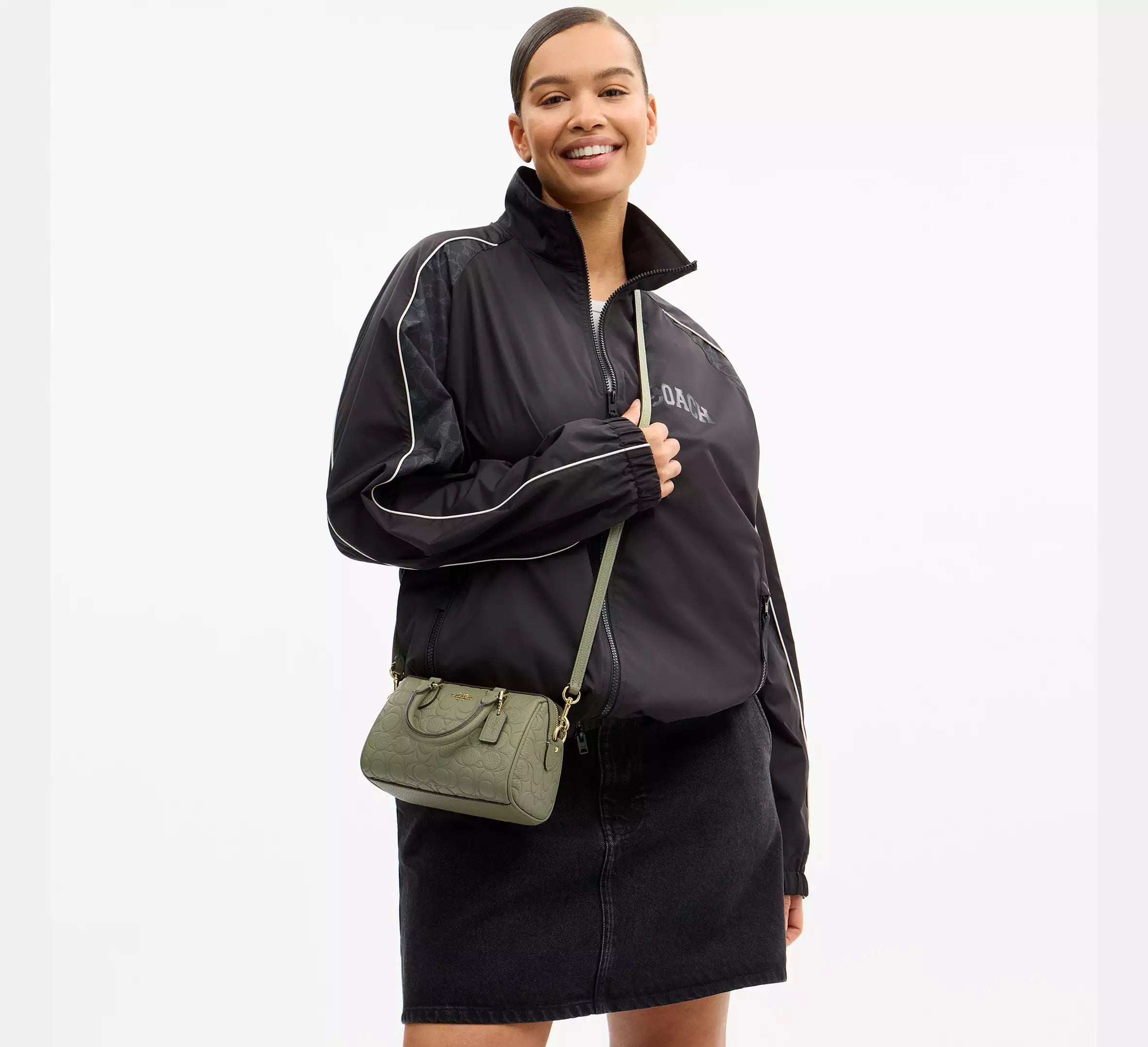 Coach Mini Rowan Crossbody Bag In Signature Leather - Gold/Pistachio