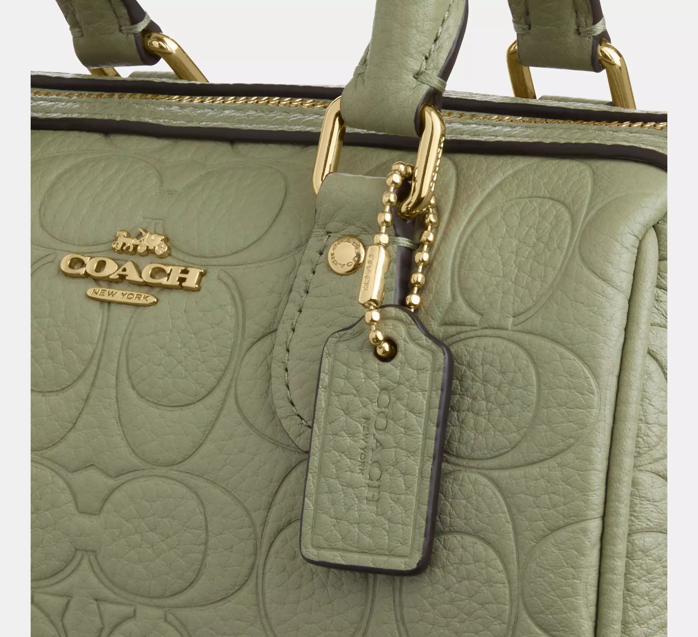 Coach Mini Rowan Crossbody Bag In Signature Leather - Gold/Pistachio
