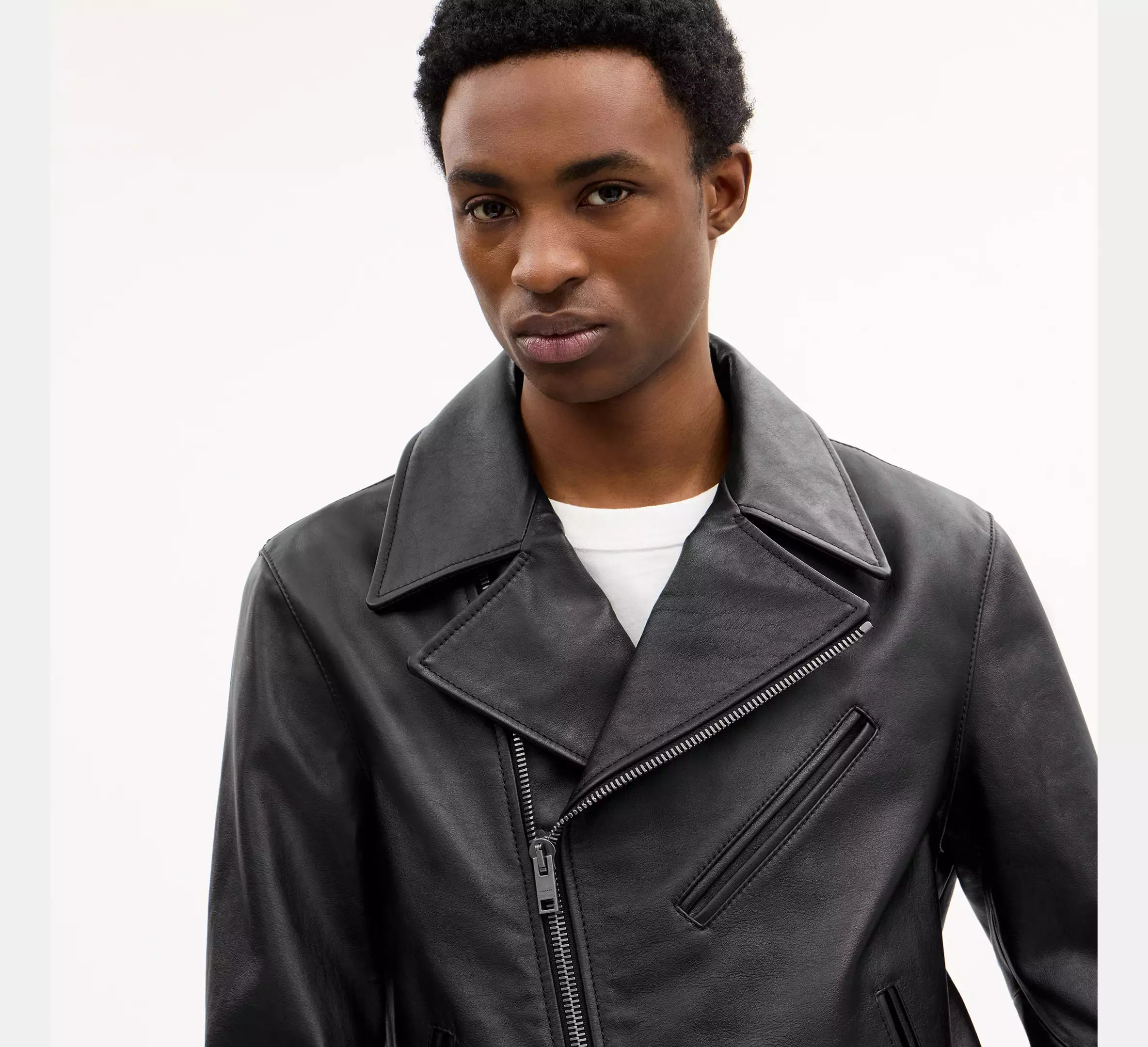 Coach Shrunken Leather Biker Jacket  -  Black