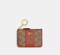 Coach Mini Essential Mini Id Card Case In Signature  -  Brass/Tan Caramel