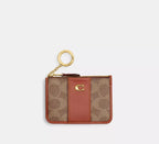 Coach Mini Essential Mini Id Card Case In Signature  -  Brass/Tan Caramel