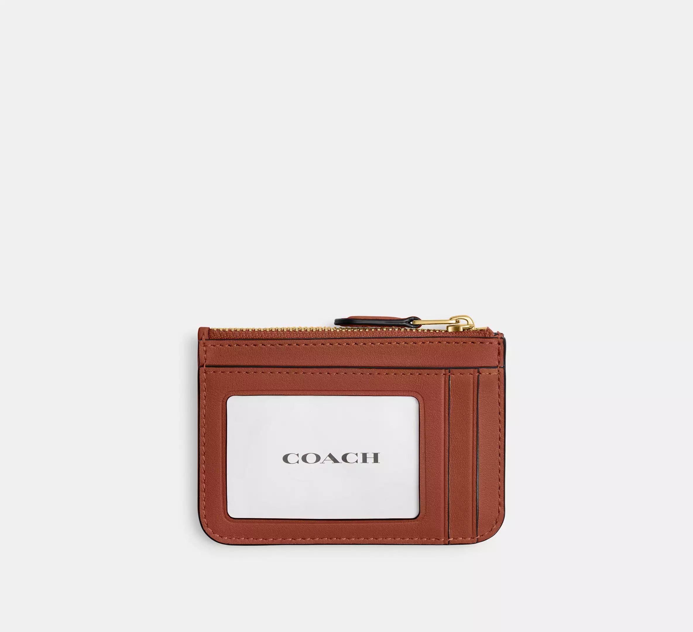 Coach Mini Essential Mini Id Card Case In Signature  -  Brass/Tan Caramel