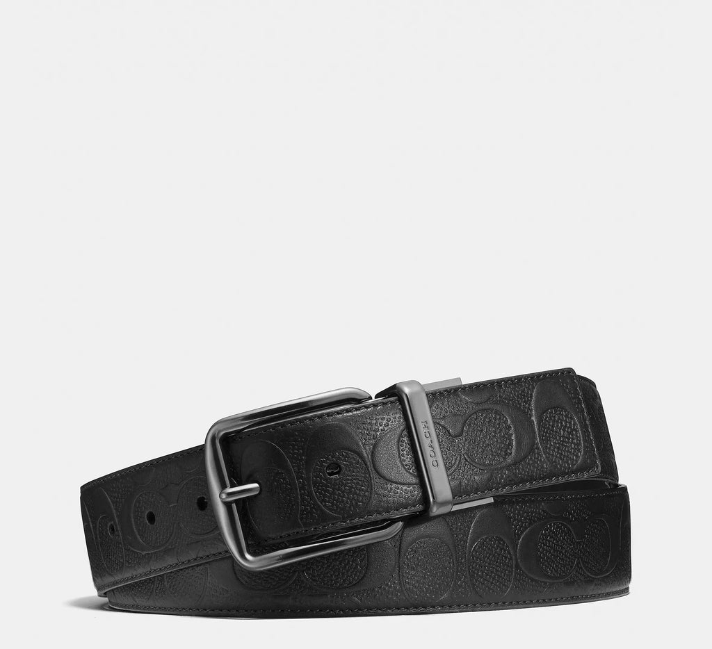 Coach Harness Buckle Cut-To-Size Reversible Belt, 38 Mm  -  Black