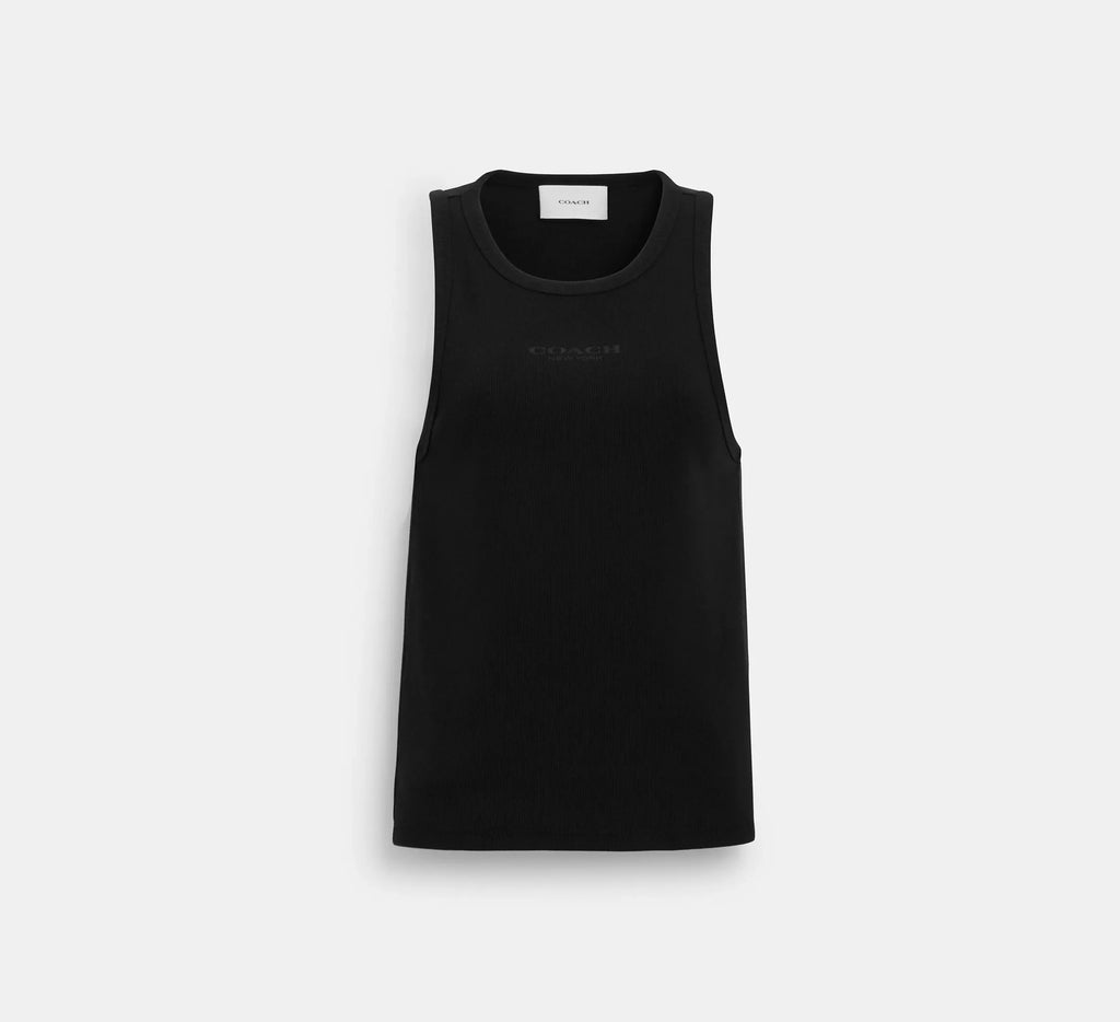Coach New York Ribbed Tank Top  -  Black