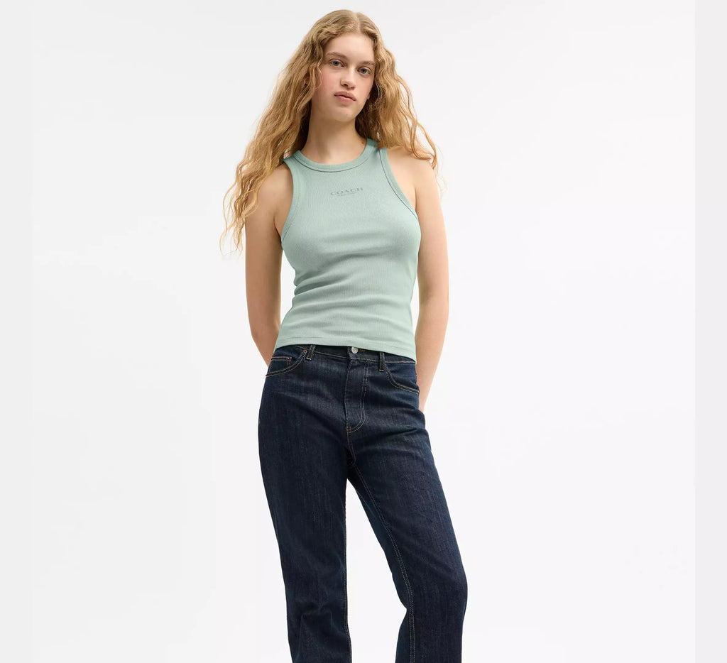 Coach New York Ribbed Tank Top  -  Mint