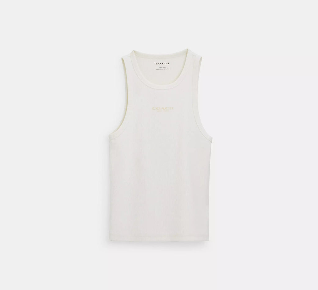 Coach New York Ribbed Tank Top  -  White