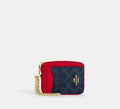 Coach Zip Card Case In Signature - Gold/Den Gold/Bold Red