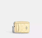 Coach Zip Card Case In Signature - Silver/Hay