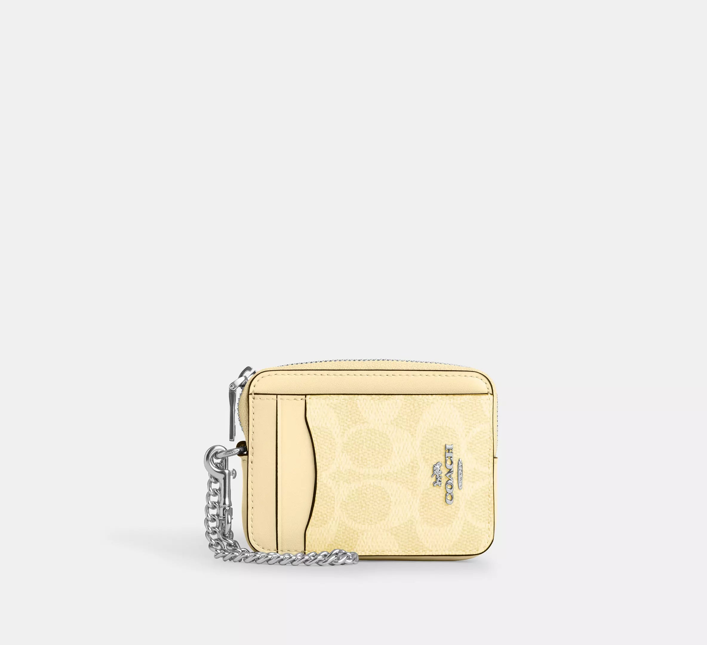 Coach Zip Card Case In Signature - Silver/Hay