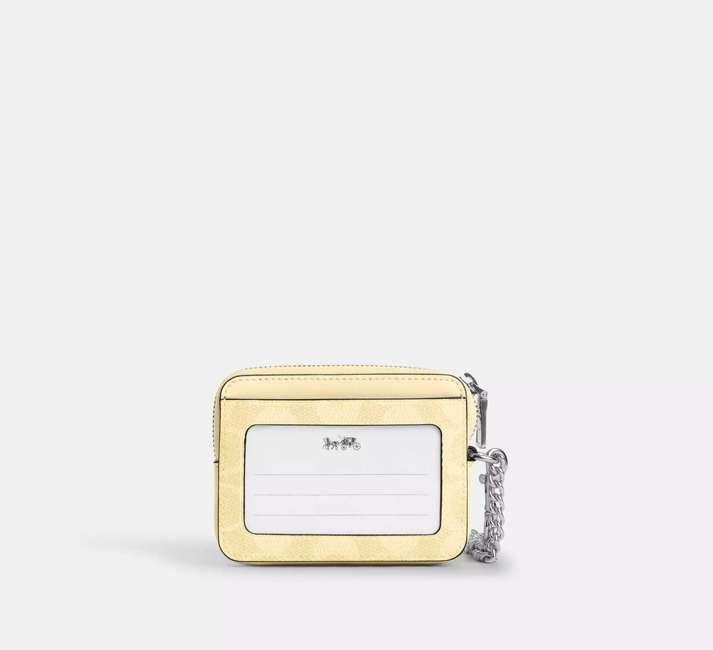 Coach Zip Card Case In Signature - Silver/Hay