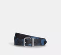 Coach Roller Buckle Cut-To-Size Reversible Belt, 38 Mm  -  Silver/Blue Multi